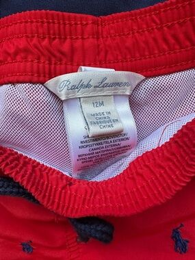 Ralph Lauren Red and Navy Boys Swim Trunks